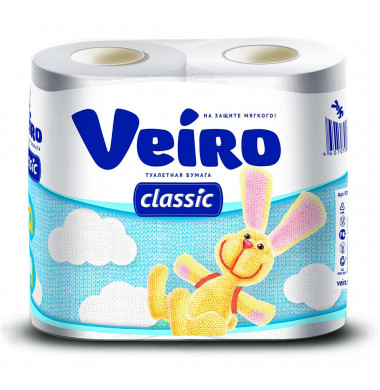 Veiro Classic 2-слойная Белая Туалетная Бумага 4 шт