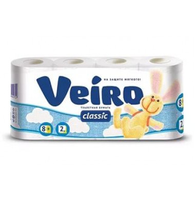 Veiro Classic 2-слойная Белая Туалетная Бумага 8 шт