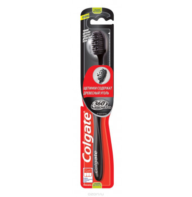 Colgate 360 Древесный уголь Средняя Жесткость Зубная Щетка