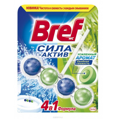 Bref Сила Актив Формула 4 в 1 Хвойная Свежесть Туалетный Блок