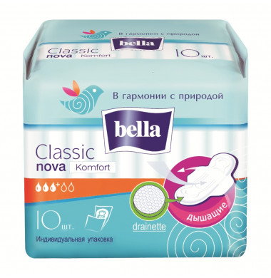 Bella Classic Nova Comfort Женские Гигиенические Прокладки с крылышками 10 шт