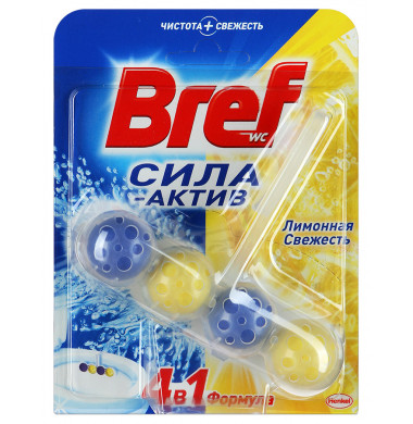 Bref Сила Актив Формула 4 в 1 Лимонная Свежесть Туалетный Блок