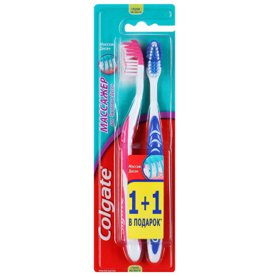 Colgate Массажер Средняя Жесткость Зубная Щетка 1+1
