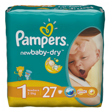 Pampers New Baby-Dry Newborn № 1 2-5 кг Подгузники 27 шт