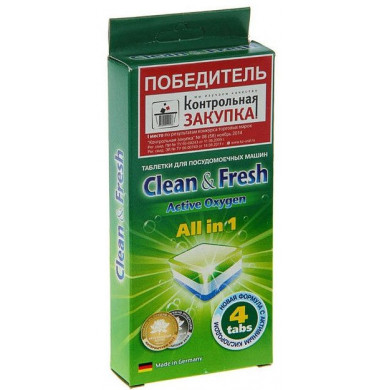 Clean&Fresh Таблетки Для Посудомоечных Машин 4 шт