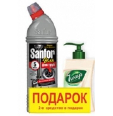 Sanfor  Гель Для Труб 750 мл + 7 Ways Жидкое Мыло 250 г в Подарок 