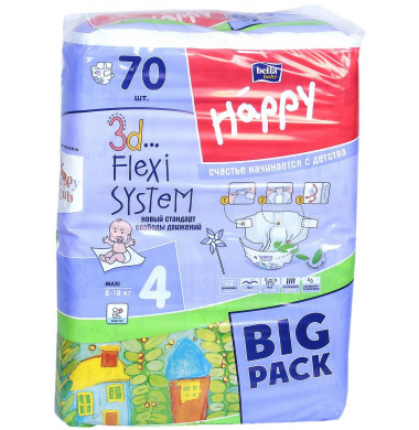 Bella Baby Happy Maxi № 4 8-18 кг Подгузники 70 шт