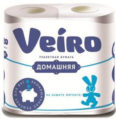 Veiro Домашняя 2-слойная Белая Туалетная Бумага 4 шт