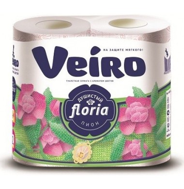 Veiro Floria Пион 2-слойная Ароматизированная Туалетная Бумага 4 шт