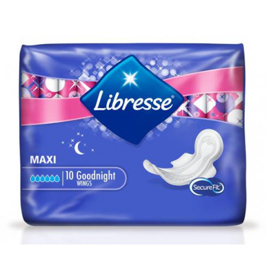 Libresse Goodnight Maxi Женские Гигиенические Прокладки с крылышками 10 шт