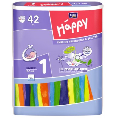 Bella Baby Happy Newborn № 1 2-5 кг Подгузники 42 шт
