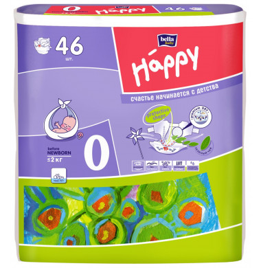 Bella Baby Happy Before Newborn № 0 <2 кг Подгузники 46 шт