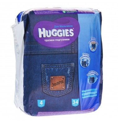 Huggies Jeans Для Мальчиков № 4 9-14 кг Трусики-Подгузники 34 шт
