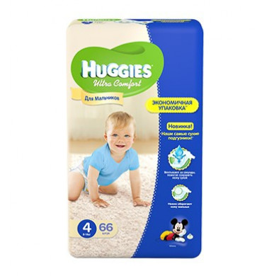 Huggies Ultra Comfort Подгузники Для Мальчиков  №4 8-14  кг 66 шт