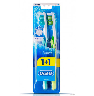 Oral-B 3D White Отбеливание Средняя Жесткость Зубная Щетка 1+1