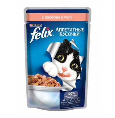 Felix Аппетитные Кусочки С Лососем  В Желе 85 г