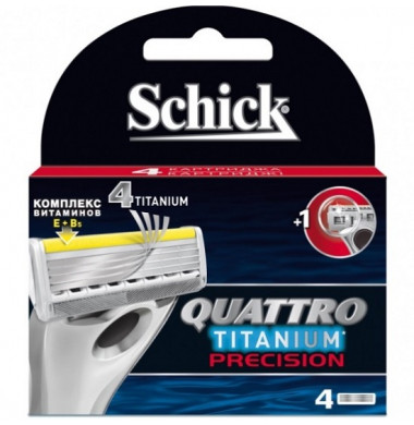 Schick Quattro Titanium Precision  Сменные Картриджи  Для Бритья 4 шт
