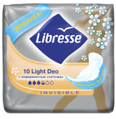 Libresse Invisible Light Deo Женские Гигиенические Прокладки с крылышками 10 шт