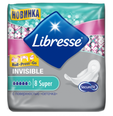 Libresse Invisible Super Женские Гигиенические Прокладки с крылышками 8 шт