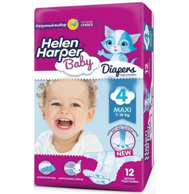 Helen Harper Baby Maxi № 4 7-18 кг Подгузники 12 шт
