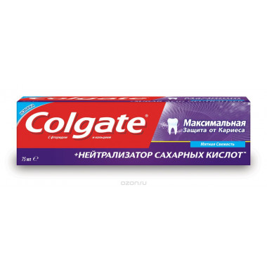Colgate Максимальная защита от кариеса + Нейтрализатор Сахарных кислот Зубная Паста 75 мл