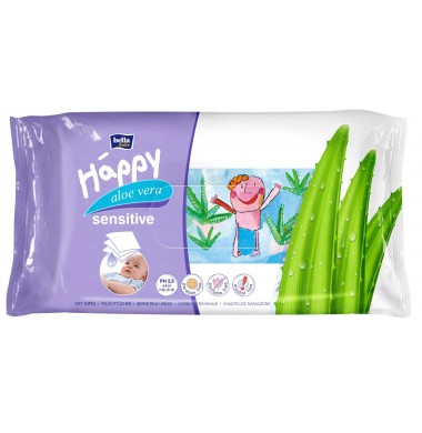 Bella Baby Happy Алоэ Вера Sensitive Детские Влажные Салфетки 56 шт