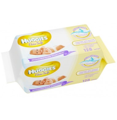 Huggies Elite Soft 3-слойные Детские Влажные Салфетки 128 шт