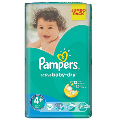 Pampers Active Baby-Dry  № 4+  9-16 кг Подгузники 62 шт