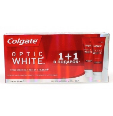Colgate Optic White Искрящаяся Мята Зубная Паста 75 мл + 50 мл
