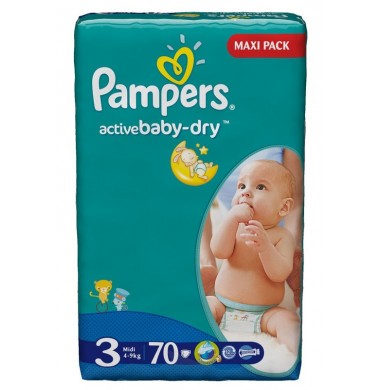 Pampers Active Baby-Dry Midi № 3 4-9 кг Подгузники 70 шт