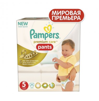 Pampers Premium Care Pants Junior № 5 12-18 кг Трусики-Подгузники 20 шт