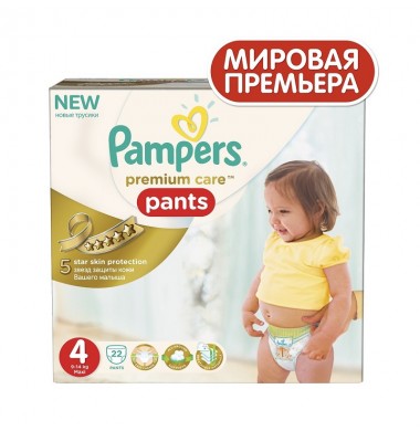 Pampers Premium Care Pants Maxi № 4 9-14 кг Трусики-Подгузники 22 шт