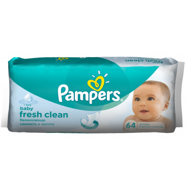 Pampers Baby Fresh Clean Детские Влажные Салфетки 64 шт