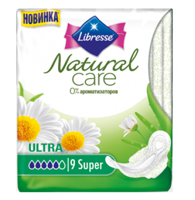 Libresse Natural Care Super Maxi Женские Гигиенические Прокладки с крылышками 9 шт