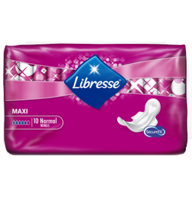 Libresse Maxi Normal Женские Гигиенические Прокладки с крылышками 10 шт