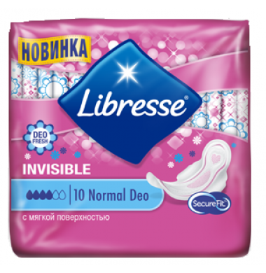 Libresse Invisible Normal Deo Женские Гигиенические Прокладки с крылышками 10 шт