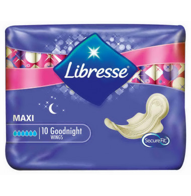 Libresse Invisible Goodnight Женские Гигиенические Прокладки с крылышками 10 шт