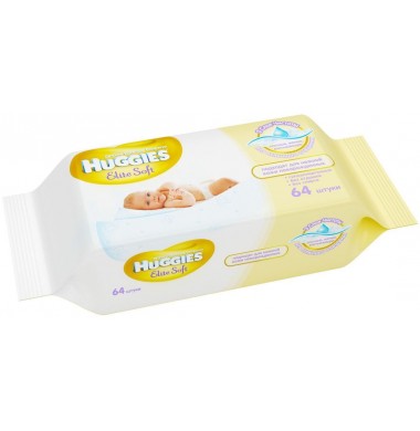 Huggies Elite Soft 3-слойные Детские Влажные Салфетки 64 шт