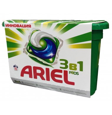 Ariel Pods 3 в 1 Горный Родник Капсулы Гелевые 15 шт
