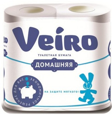 Veiro Домашняя 2-слойная Белая Туалетная Бумага 12  шт