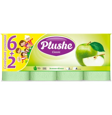 Plushe Classic Яблоко 2-слойная Ароматизированная Туалетная Бумага 8 шт