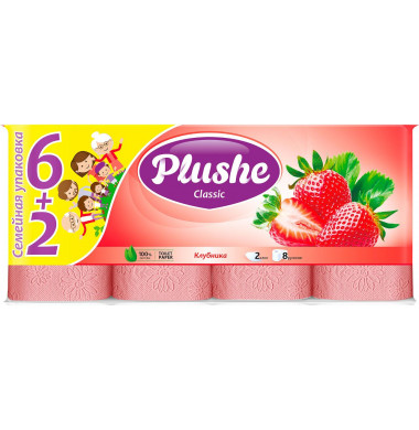 Plushe Classic Клубника 2-слойная Ароматизированная Туалетная Бумага 8 шт