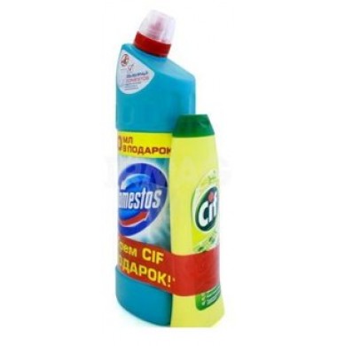 Domestos Свежесть Атлантики Гель для унитаза 1 л + Cif Универсальный крем 230 мл