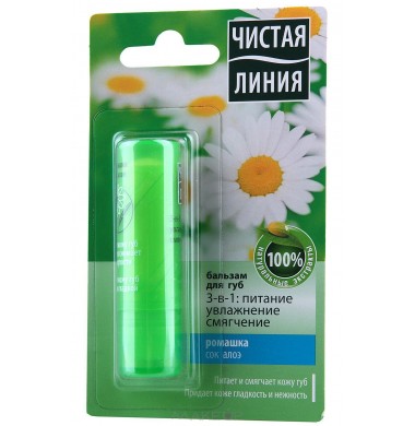Чистая Линия 3 в 1 Питание Увлажнение Смягчение Бальзам для губ 4 г