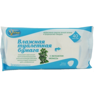 Veiro С Экстрактом Мелисы Влажная Туалетная Бумага 40 шт