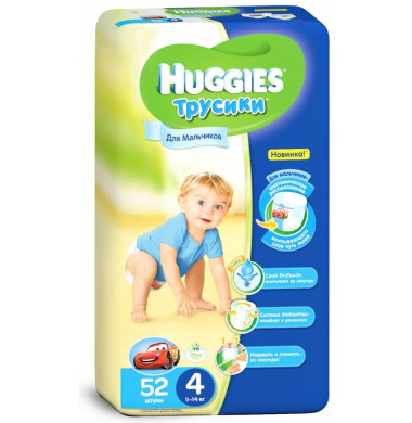 Huggies Для Мальчиков № 4 9-14 кг Трусики-Подгузники 52 шт