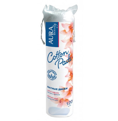Aura Beauty Ватные Диски Прошитые 120 шт