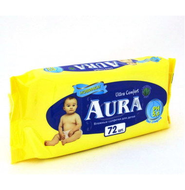 Aura Ultra Comfort Детские Влажные Салфетки 72 шт