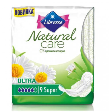 Libresse Ultra Natural Care Super Женские Гигиенические Прокладки с крылышками 9 шт