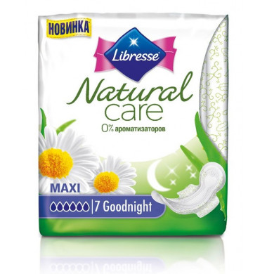 Libresse Natural Care Goodnight Maxi Женские Гигиенические Прокладки с крылышками 7 шт